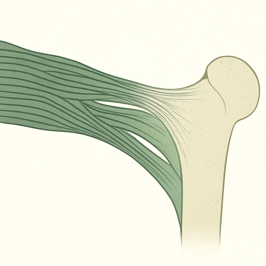 Illustration of aligned collagen fibres in a tendon